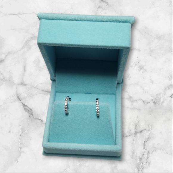 Moissanite Diamond Huggie Hoops - Picture 3 of 12